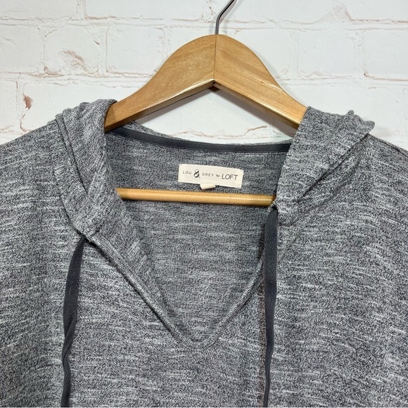 Loft Lou & Grey Hoodie Womens Small Gray Cropped Sweatshirt Short Sleeve Top - Picture 2 of 9